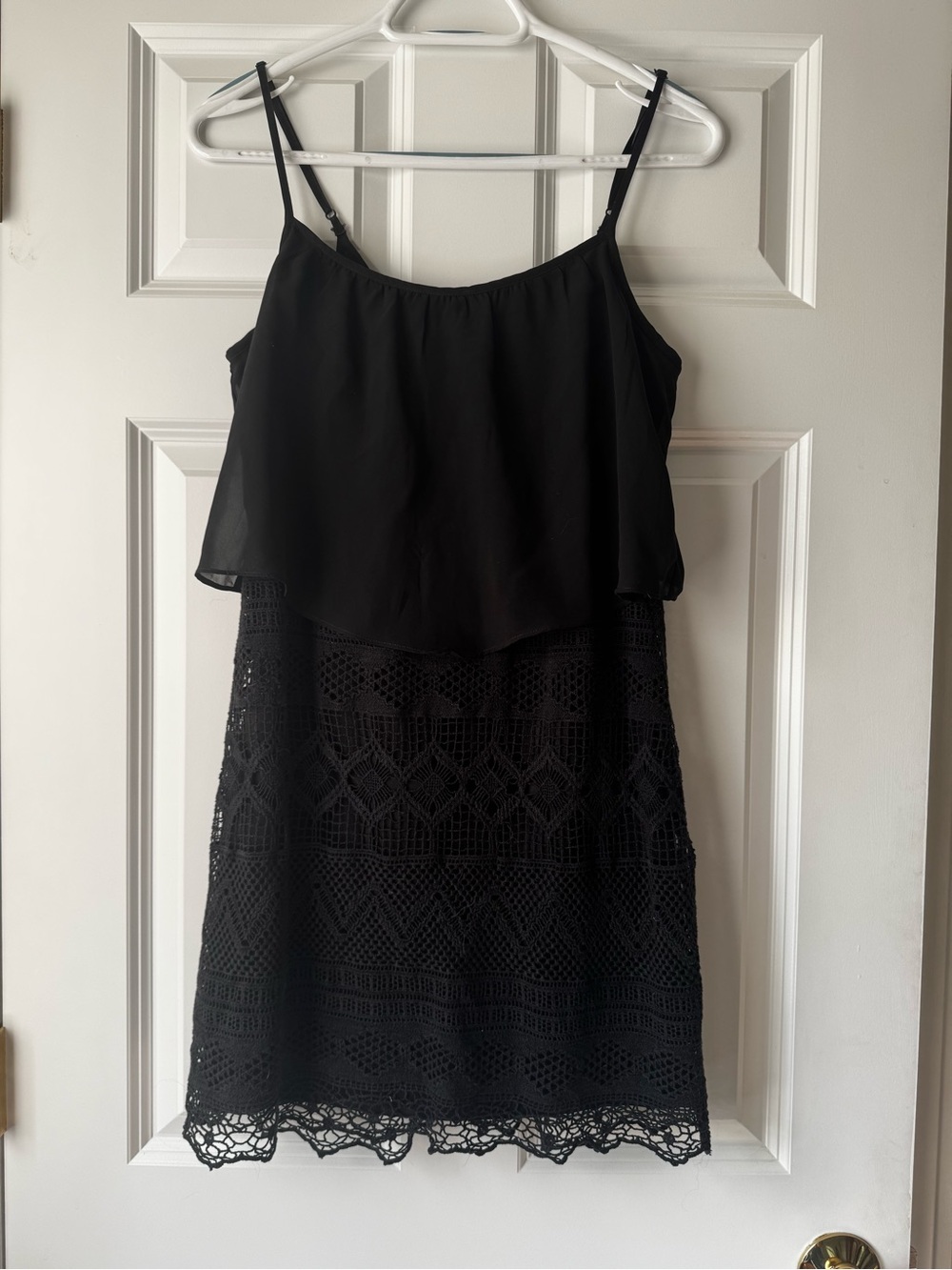 American Eagle Outfitters Black Lace-Trim Chemise Slip